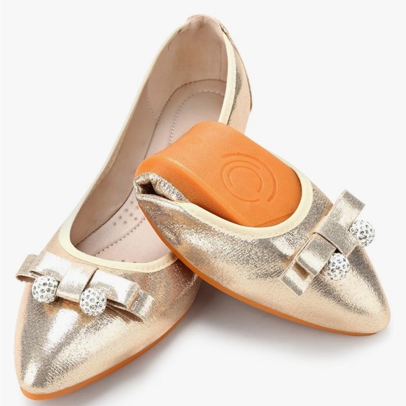 New! GUANSITU Foldable Flat Ballet Flats BLING with Bow! - Picture 5 of 7